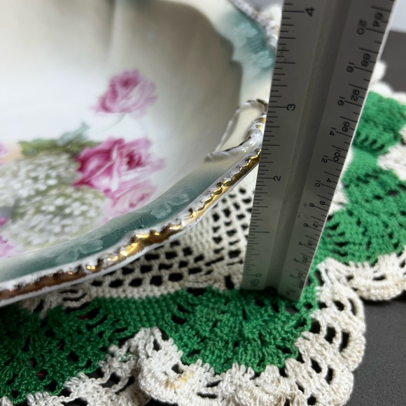 Vintage RARE Prussia Red Mark Oval Serving Bowl With Roses & Snowballs!! - Picture 3 of 11